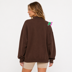 Sudadera con cuello simulado y apliques de letras personalizadas para mujer, con bloques de color a cuadros, estilo vintage, oversize, tipo jersey - Product Image 6