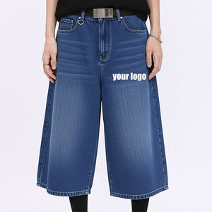 Pantalones Cortos Vaqueros de Mezclilla de Alta Calidad, Holgados, Largos, Estilo Vintage, Lavados, Oversize, Streetwear, Desgastados, Estilo Baggy - Product Image 4