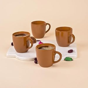 Solid Chocolate Brown <b>Ceramic</b> Tea <b>Cup</b> Set of 2 - Product Image 2