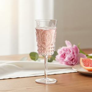 [Holar] Verre à pied en plastique de style vintage, fabriqué à Taïwan, avec motif floral en relief transparent, idéal pour les mariages, les fêtes et les pique-niques - Product Image 5
