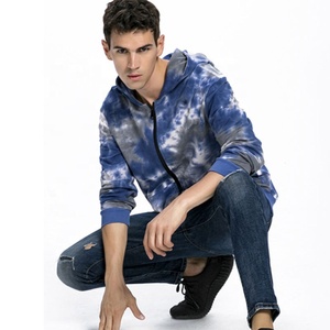 Pull-over à capuche avec fermeture éclair personnalisé de haute qualité coupe ajustée pour hommes veste à capuche brodée impression tie-dye avec poches kangourou sur le devant - Product Image 3