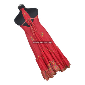 Nouvelle robe pour femme en tissu de sari vintage imprimé coloré, style hippie bohème élégant, best-seller, robes de soirée décontractées à la mode - Product Image 6