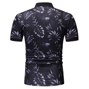 Chemise pour homme à manches courtes, boutonnée, en jersey uni 100% polyester de haute qualité, imprimée par transfert thermique, tricotée 200g, séchage rapide - Product Image 6