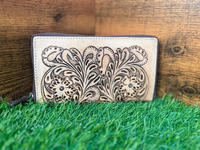 Buatan tangan asli Tooled kulit gaya Barat Dompet Clutch wanita penjualan laris ukuran kompak warna Tooled tas tangan bergaya kulit