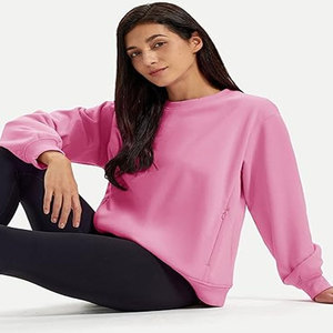Women's Eco-Friendly Waterproof Sweatshirts Fleece Lined Crewneck Cotton/Bamboo Fiber Casual <b>Winter</b> Warm <b>Tops</b> with Zip Pockets - Product Image 5