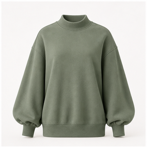 เสื้อสเวตเชิ้ตคอเต่าทรงโอเวอร์ไซส์สีเขียวเซจสำหรับผู้หญิง แขนทรงบอลลูน รุ่น WSS-0046 - Product Image 1