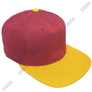 หมวกแก๊ป SIBRIN แบบสั่งทำได้ 6 แผง ทรง Snapback สีแดงเลือดหมู-เหลือง ปีกแบน ผ้าทวิลล์ สไตล์ลำลอง หมวกเบสบอล ปีกแบน ปรับสายได้ เหมาะสำหรับกิจกรรมกลางแจ้ง - Product Image 2