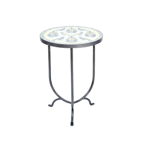 Ensemble de tables d'appoint rondes en mosaïque métallique, support de plantes d'extérieur, décoration de patio vintage marocaine - Product Image 5