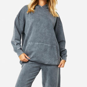 Sweat-shirts à capuche pour femmes, style streetwear, en polyester tricoté, tendance automne, avec logo personnalisé, effet délavé, qualité supérieure, vente en gros OEM, collection 2026 - Product Image 6