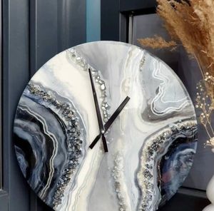 Reloj de Pared Redondo de Resina con Textura de Ágata, Decorativo, con Aspecto de Mármol, Funciona con Batería, para Sala de Estar o Dormitorio - Product Image 3