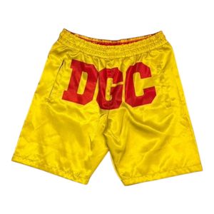 DGC Yellow Men's Satin Shorts Screen printed Back Logo Casual Summer Wear - Product Image 1