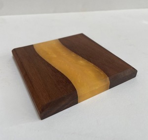 Wooden Resin Eco-Friendly Non-Slip Food Safe Drink Coasters Set Natural Wood with <b>Epoxy</b> Resin Design for <b>Coffee</b> Tea Beverages - Product Image 1