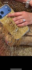 Handmade Luxury Yellow Beaded Floral Embroidery Phone Case with Tassels Rectangular Shape Cotton <b>Foundation</b> - Product Image 3