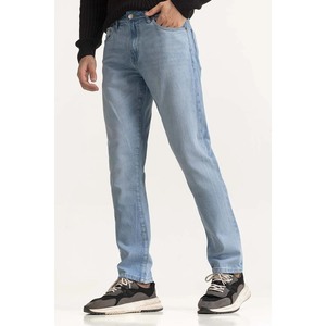 Premium Mens Light Blue Denim Jeans Straight Leg Regular Fit Soft Cotton Fabric Classic Five Pocket Design Versatile Casual Pant - Product Image 6