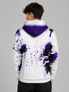 Sudadera con capucha personalizada para hombre con estampado de salpicaduras moradas, sudadera informal con capucha estilo streetwear - Product Image 2
