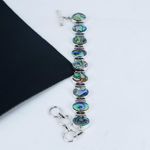 Bracelet en coquille d'ormeau naturelle, pierre précieuse grenat rouge, fait main, bijoux en argent sterling 925, cadeau pour elle - Product Image 6