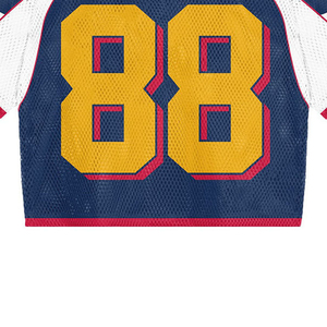 Maillot de football vintage américain sur mesure pour homme, style français, en maille tricotée oversize, col en V, coupe courte et carrée - Product Image 5