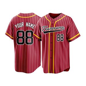 Paquete de Uniformes de Béisbol, Jersey Deportivo de Moda, Malla de Poliéster, Diseño de Rayas Finas, Logotipo Personalizado, Textura Suave, Sublimación - Product Image 1