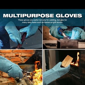 Gants de soudure en cuir de vachette pour la sécurité industrielle, résistants aux flammes, résistants à l'abrasion, durables, flexibles, pour la lutte contre les incendies - Product Image 4