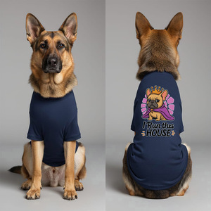 T-shirt en coton premium à col rond pour chien, couleur bleu marine foncé, design n° 100 Vêtements pour animaux de compagnie respirants et légers pour tous les jours - Product Image 2