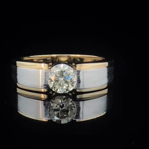 แหวนเพชรผู้ชาย 1 กะรัต เพชรเพาะเลี้ยงในห้องปฏิบัติการ ทรงกลม ทองคำแท้ 14K ได้รับการรับรองจาก IGI - Product Image 1