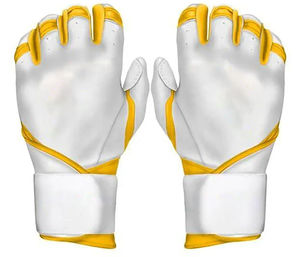 Gant de frappeur en cuir PU blanc et jaune, fermeture auto-agrippante, main droite, unisexe, adulte, entraînement - Product Image 5