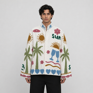 Rajasthani Textile Knitted 100% Cotton <b>Quilted</b> Reversible Breathable Eco-Friendly Windproof Bomber Jacket for Winter Autumn - Product Image 3