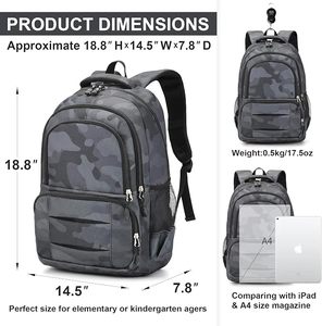 KHIMASHAM INDUSTRY Unisex Geometric Polyester <b>Backpack</b> 30-40L Large Capacity Adjustable Shoulder <b>Straps</b> Zipper Closure - Product Image 3