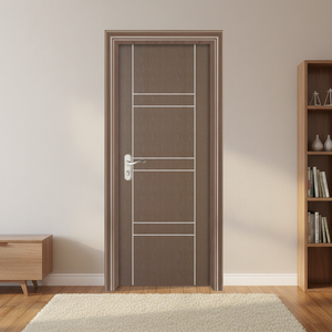 Porte intérieure moderne en bois composite creux avec finition PVC, résistante à l'eau, taille et couleur personnalisées pour villa, salle de bain et école - Product Image 6
