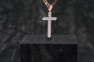 14kt_18kt VVS Lab Grown Diamond <b>Cross</b> Pendant Iced Hip Hop Rapper Style Brilliant Cut Filled Gold Certified Unisex GIA Certified - Product Image 3