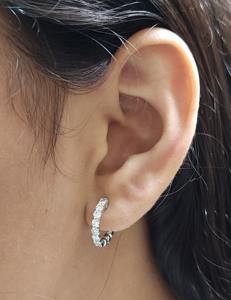 Pendientes de Aro Huggie de Oro Sólido de 14K con Diamante Cultivado en Laboratorio de 0.85 Ct, Joyería Fina de Lujo para Uso Diario, Regalo y Fiesta para Mujer - Product Image 5