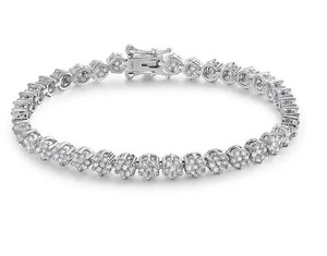 Bracelet tennis de luxe en moissanite, style hip-hop, serti de pierres, aspect diamant VVS, en argent sterling plaqué or - Product Image 1