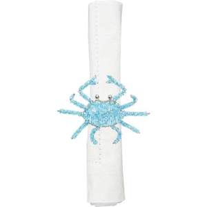 Anneau de serviette artisanal tissé en perles de couleur turquoise, élégant et fait main, pour la décoration de table nautique de luxe lors de mariages et banquets côtiers - Product Image 3