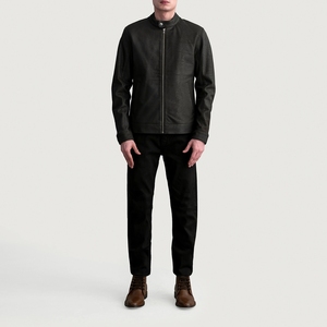 Blouson de motard élégant pour homme en cuir véritable brun vieilli – Options tendance pour l'hiver – Personnalisation OEM en gros - Product Image 1