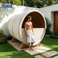 Sauna extérieur avancé pour 4 personnes, en forme de baril, préfabriqué en bois, avec demi-fenêtre vitrée, haute performance, fabrication usine