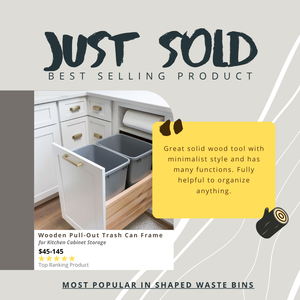 <b>Pull</b> <b>Out</b> Wooden Trash Can Frame for Kitchen Cabinet Storage Organizer Garbage <b>Bin</b> Holder Sliding System for Home Kitchen - Product Image 2