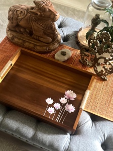 Unique Floral Printed Wooden Tray Food Safe Decorative Serving Tray Classic Dining <b>Tableware</b> Wholesale Factory Price for FBA Sel - Product Image 4