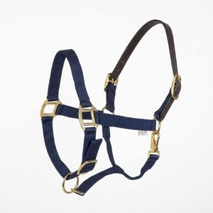 Cabestro de Seguridad para Caballo Azul Marino de Nailon con Corona de Cuero Genuino, Ajustable y Duradero para Equitación - Product Image 6