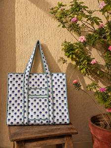 Sac fourre-tout matelassé en coton imprimé à la main pour femme, tendance, lavable, magnifique accessoire de shopping - Product Image 2