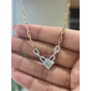 Collar con Colgante de Cadena de Eslabones con Diamantes de Corte Princesa Moderno, 1.95 Ct, Oro de 14K, Joyería Fina de Lujo, Diseño Personalizado, Fabricante - Product Image 3