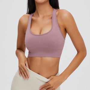 Hot Sell Breathable Medium Support Nylon/Cotton Plus Size Cross <b>Back</b> Push-Up Workout Sports Bra for <b>Women</b> Gym Yoga Fitness - Product Image 5