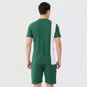 Conjunto Deportivo de Verano para Hombre con Bloques de Color, Camiseta de Cuello Redondo y Pantalones Cortos con Cintura Elástica, Ligero, Transpirable y Casual - Product Image 4