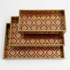 Bandeja de Madera Hecha a Mano en India con Decoración Meenakari, Elegante Plato Decorativo de Lujo con Arte Tradicional, Apto para Lavavajillas - Product Image 1