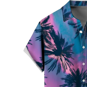 Chemise Hawaïenne Ample à Manches Courtes pour Homme, Col Montant Respirant, Impression Sérigraphique Couleurs, Logo Personnalisé ODM, Idéale Plage et Été - Product Image 4