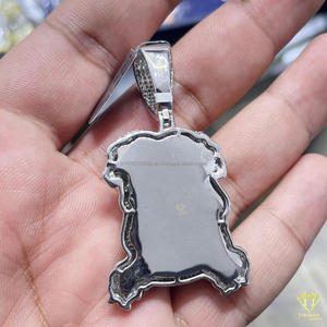 Pendentif tête de Jésus Hip Hop avec couronne d'épines et pierres cultivées en laboratoire, plaqué or, certifié GIA - Product Image 4