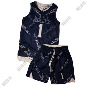 Uniformes de basket-ball personnalisés Sibrin en gros |   Maillots et shorts d'équipe avec logo, nom et numéro |   Ensemble de basket-ball réversible sublimé USA - Product Image 2