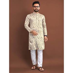 Fancy Jacquard <b>Silk</b> Digital Print Work Kurta & Payjama Set Multi - Product Image 1