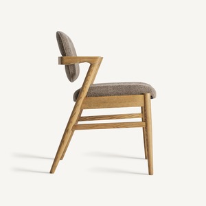 Chaise de salle à manger d'hôtel moderne, fauteuil rembourré en tissu bouclé avec structure en bois pour mobilier de restaurant - Product Image 3