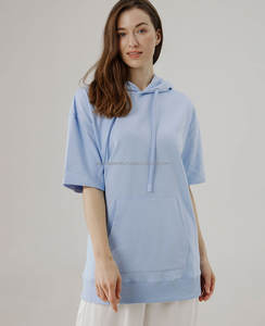 Vente en gros de sweats à capuche d'hiver conçus sur mesure pour femmes tissu tricoté léger à la mode décontracté solide sweats à capuche tricotés pour femme - Product Image 2