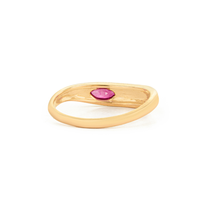 Bague unisexe empilable en or jaune massif 14 carats avec rubis et motif ondulé, dernier design, best-seller, collection Gypsy, par le fabricant de bijoux - Product Image 6